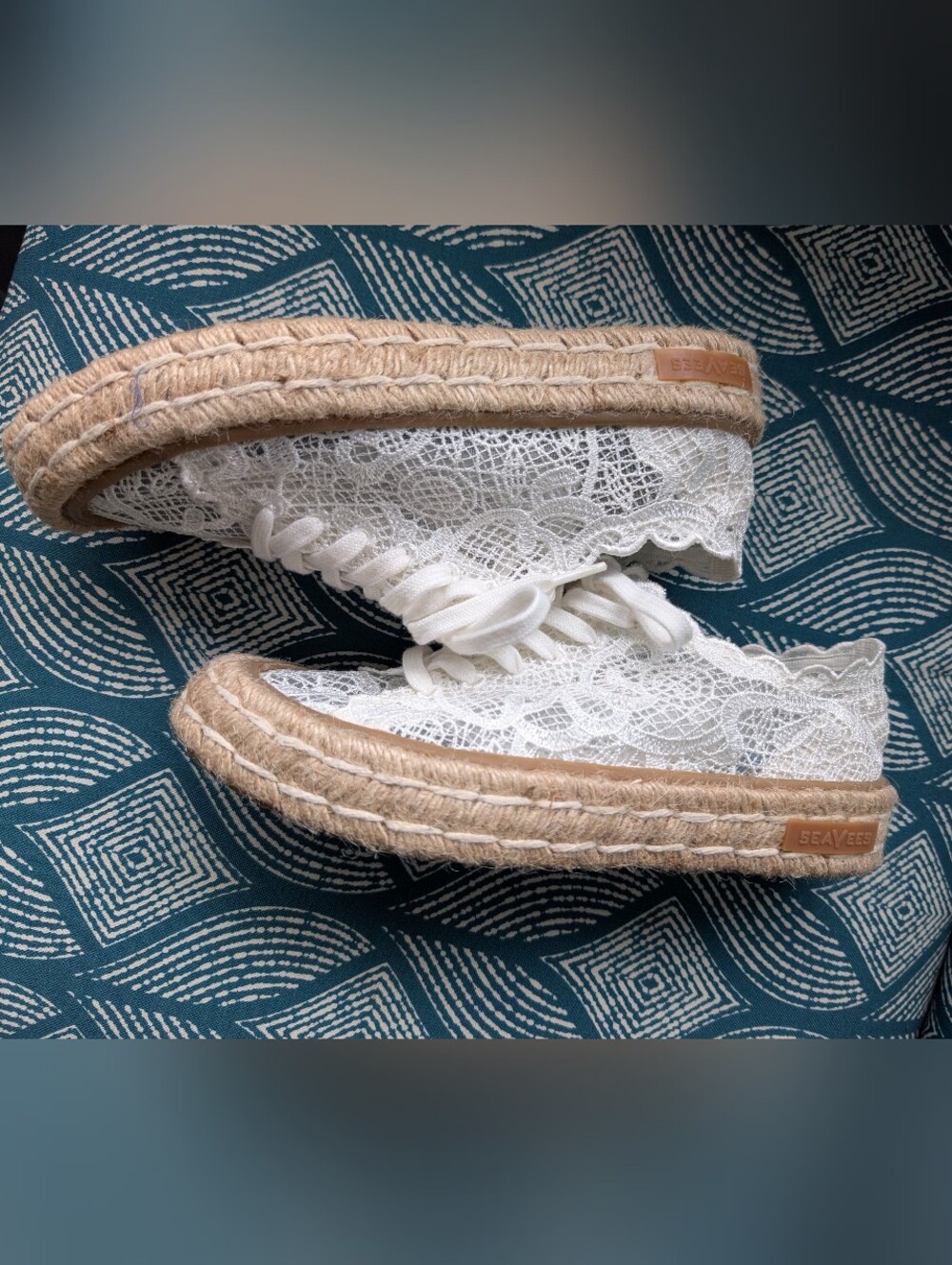 SeaVees White Lace Espadrille Sneakers 7.5 - Picture 5 of 10